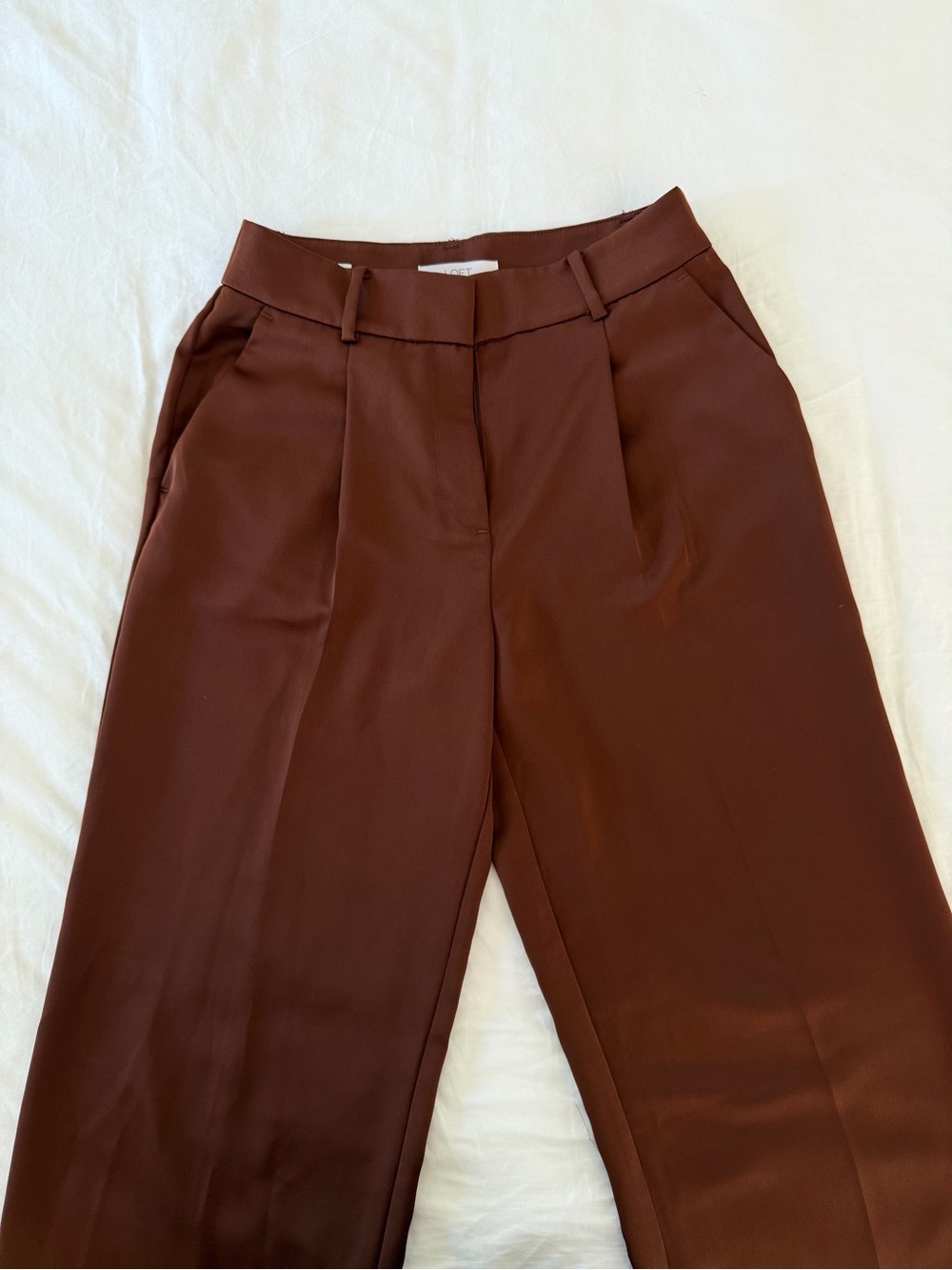 LOFT Wide-Leg Dress Pants in Rich Brown